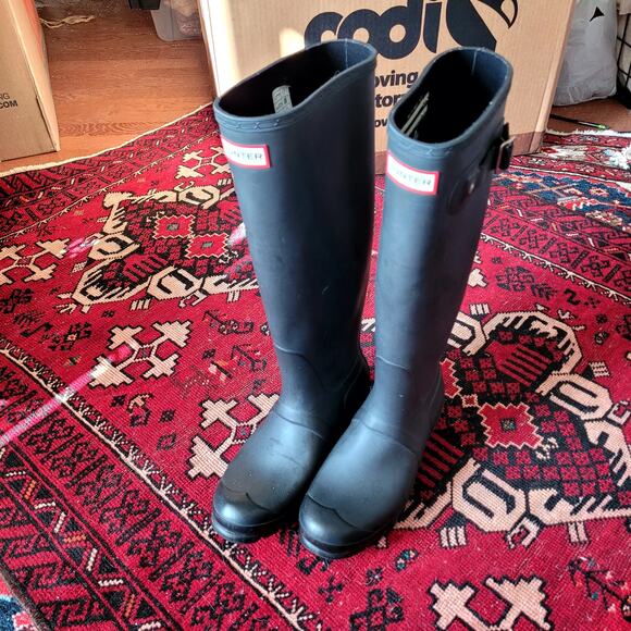 Hunter Tall Black Rain Boots Size 8 - Picture 4 of 6